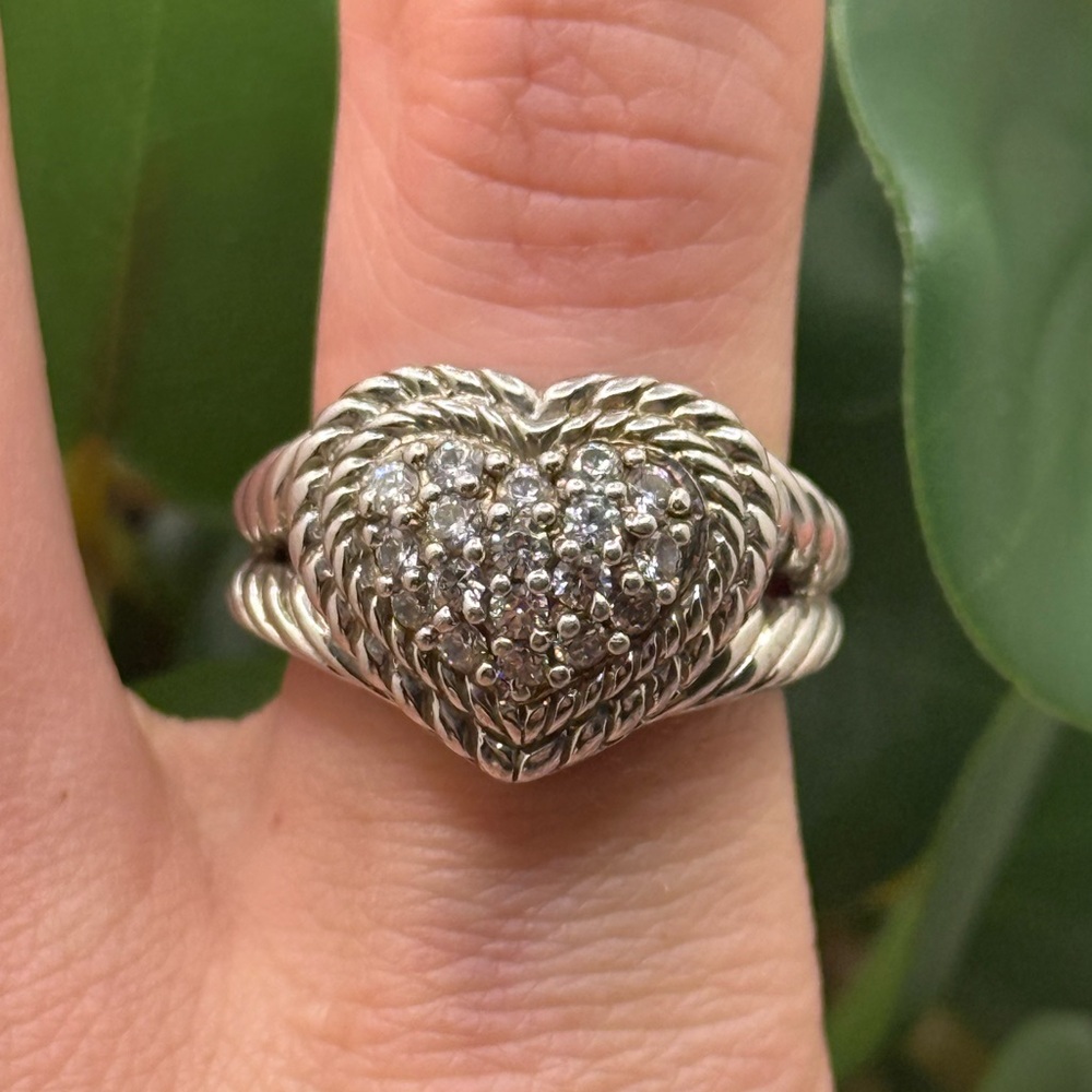 Judith Ripka Sterling Silver 925 Heart Diamonique CZ Ring